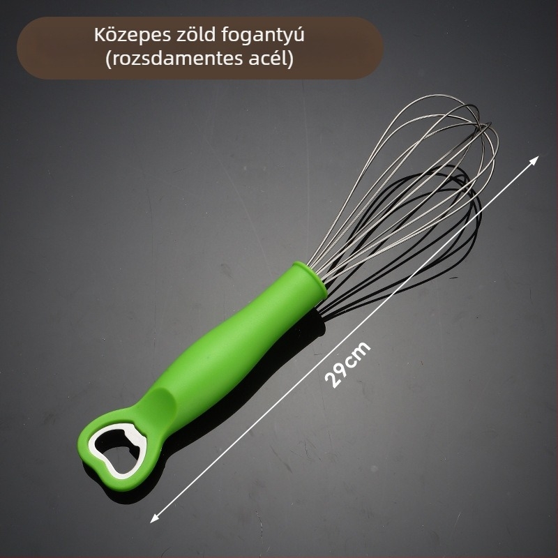 Rozsdamentes acél tojáshabosító habverő palacknyitóval – konyhai sütőeszközök
