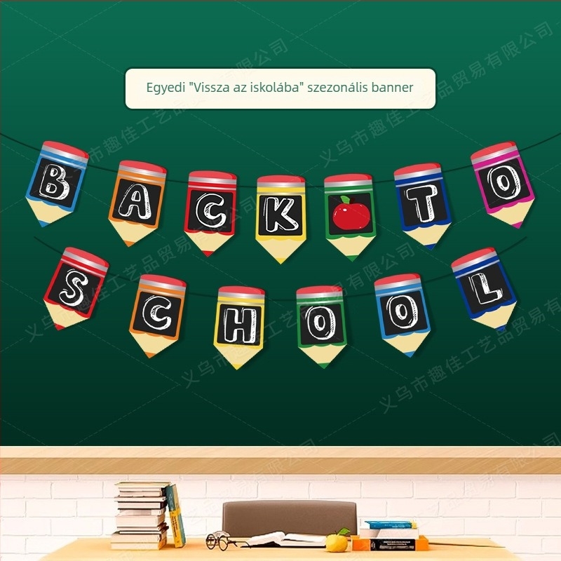 Back-to-School tematikájú zászlófüzér osztályterem dekorációhoz