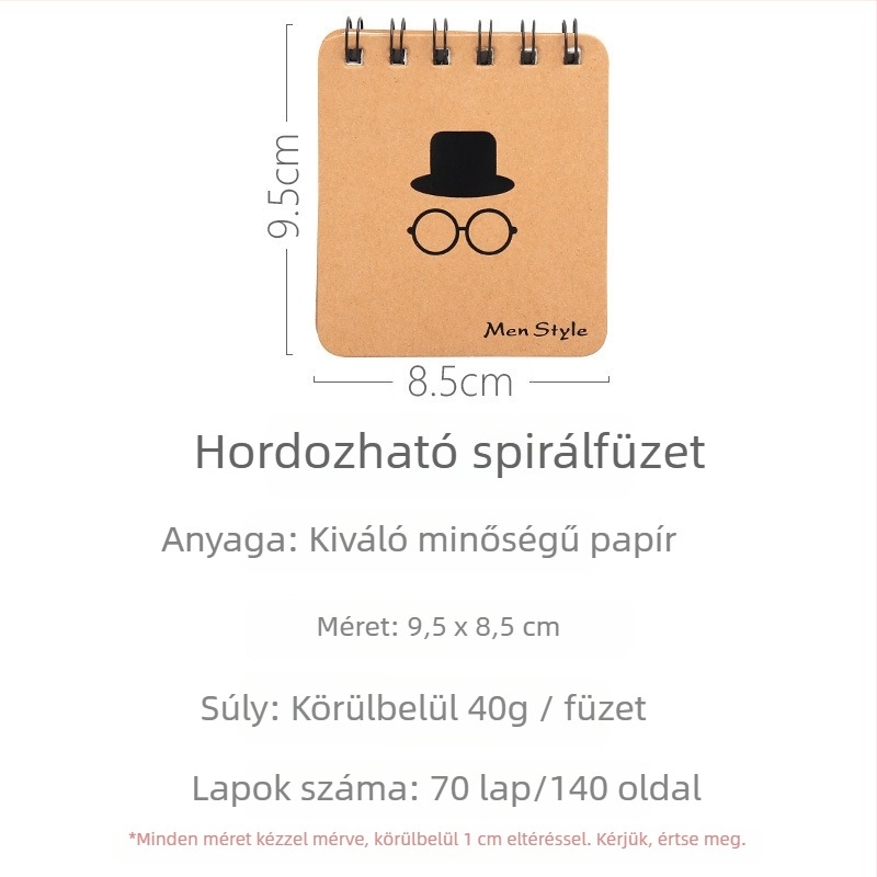 MOYL A426 Mini notesz bőrtokkal, 70 oldal, 8,4 × 9,5 cm, 49 gsm papír, iskolai kellékek