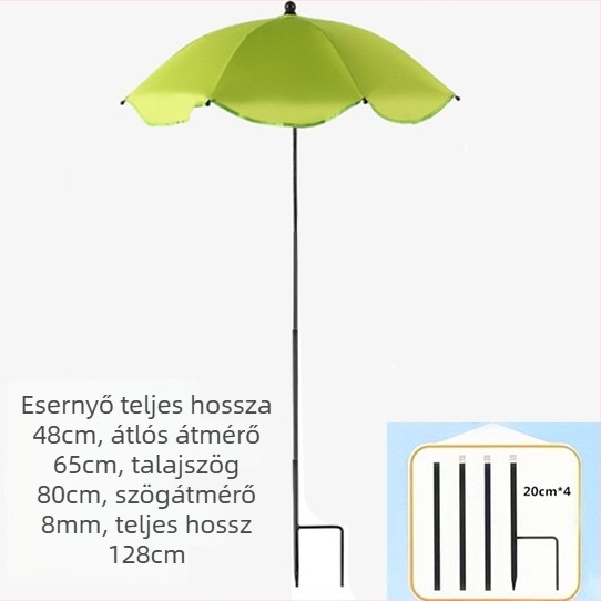 Morass 8‑bordás, fogantyú nélküli kültéri ernyő bonsai és növényekhez, 210T poliészter, vasváz, kézi nyitás/zárás