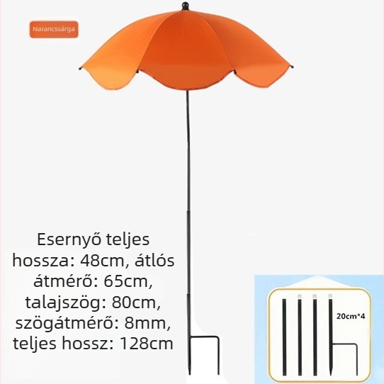 Morass 8‑bordás, fogantyú nélküli kültéri ernyő bonsai és növényekhez, 210T poliészter, vasváz, kézi nyitás/zárás