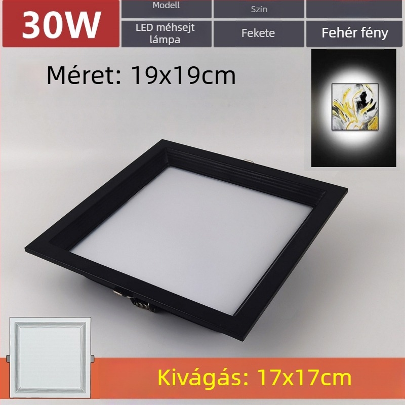 Négyzet alakú LED mennyezeti lámpa fagyelemes panelhez, 19×19 rácsos világítás, beépített rugós csattal