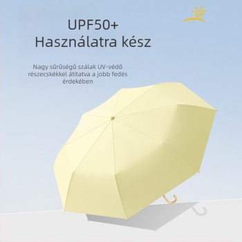 Női napernyő görbe kampóval, egyszínű, UV-védelmet nyújtó, összecsukható, kompakt, kézi működtetés