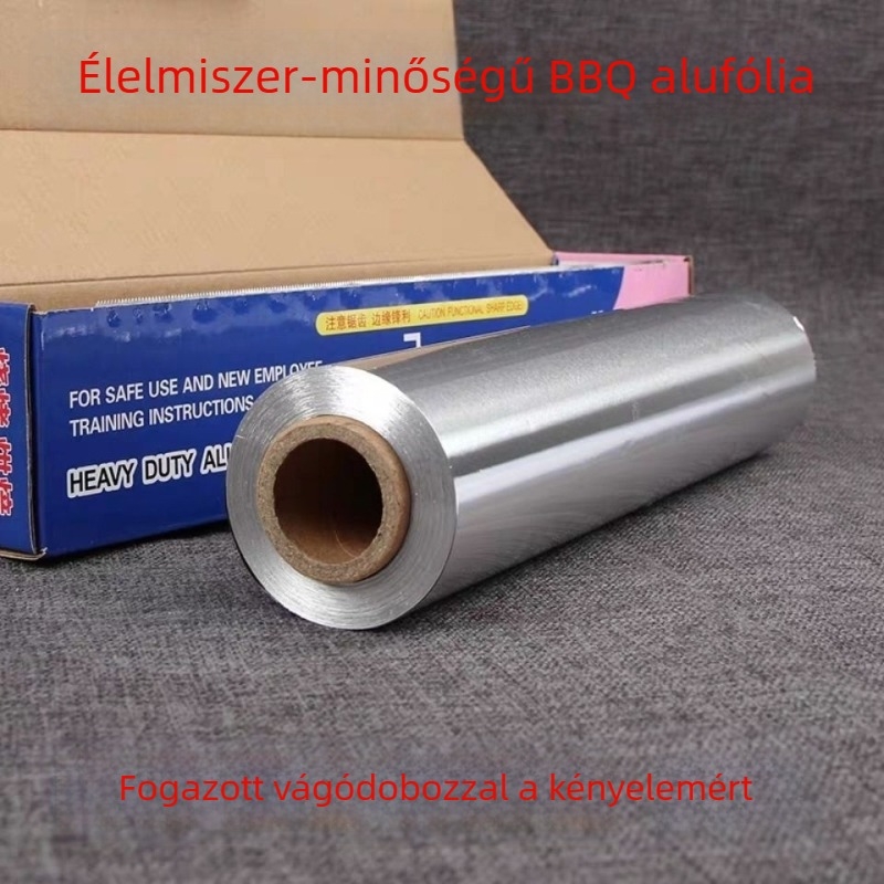 612 Modell Élelmiszer-minőségű Alumíniumfólia, Nagy Tekercs Kereskedelmi Használatra, Grillhez és Sütéshez, Vastabb Fólia, Recés Doboz