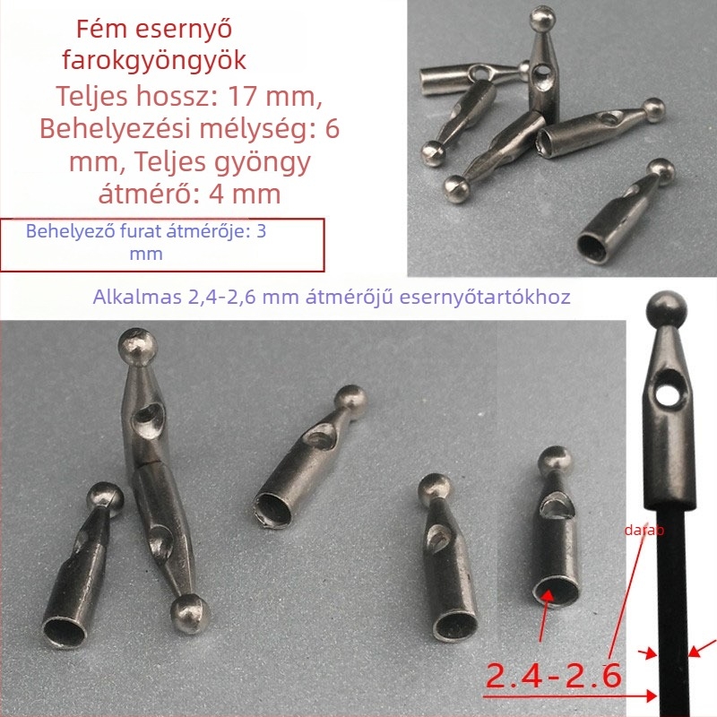 3-4 mm-es esernyő gyöngyök hosszú fogantyúhoz – farokgyöngyök és esernyőfej részei