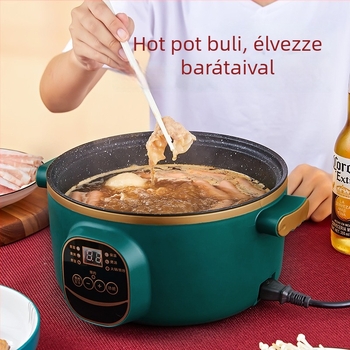 Elektromos wok és edény, integrált kettőfunkciós, 2-3 L, 801-1000 W, intelligens LCD, időzítő, hőmérséklet-szabályozás, szárazság elleni védelem, átmérő 22-28 cm