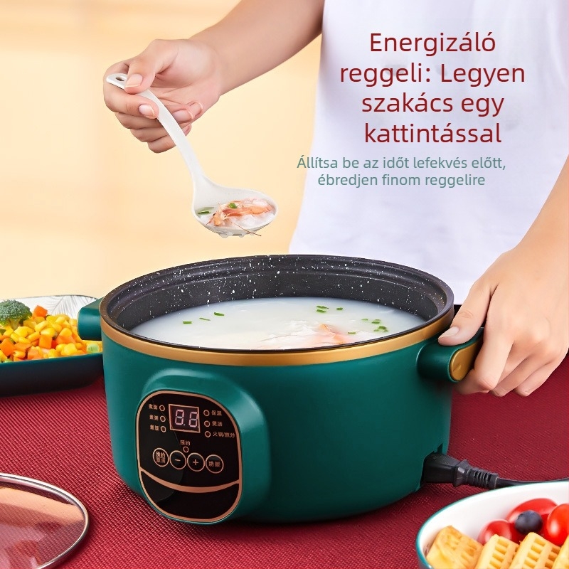 Elektromos wok és edény, integrált kettőfunkciós, 2-3 L, 801-1000 W, intelligens LCD, időzítő, hőmérséklet-szabályozás, szárazság elleni védelem, átmérő 22-28 cm