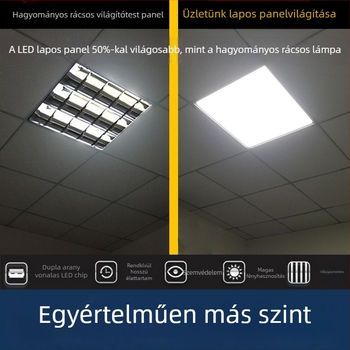 Integrált mennyezeti LED panel 600×600, sík LED panel 600×600, 60×60 rács, ásványgyapotos gipszkarton, 595 mérnöki panel világítás