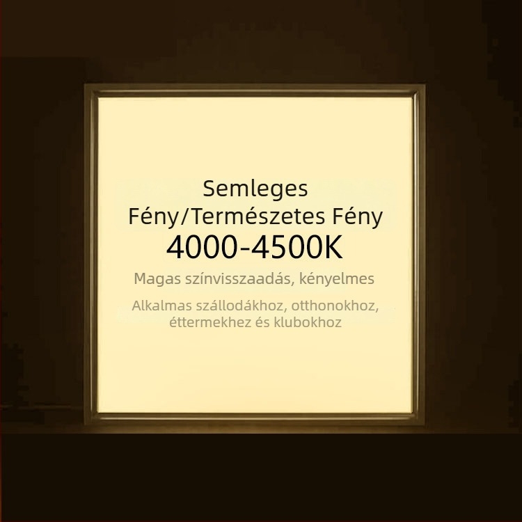 Integrált mennyezeti LED panel 600×600, sík LED panel 600×600, 60×60 rács, ásványgyapotos gipszkarton, 595 mérnöki panel világítás