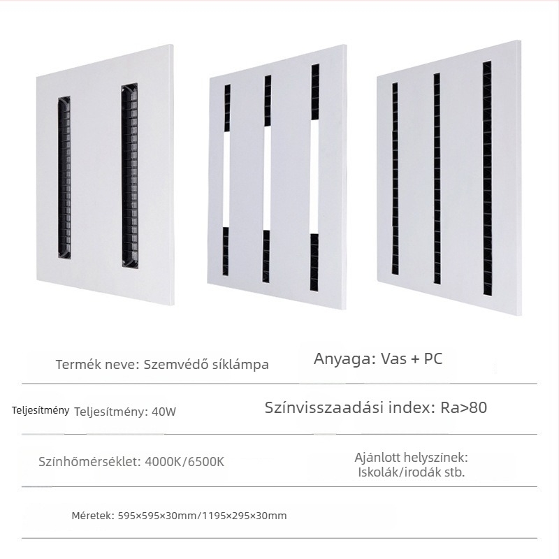 LED lencsés rács lámpa, beépített mennyezet panel lámpa iroda- és nappaliba, 595×595 mm, 4000 lm, magas CRI (≥90)