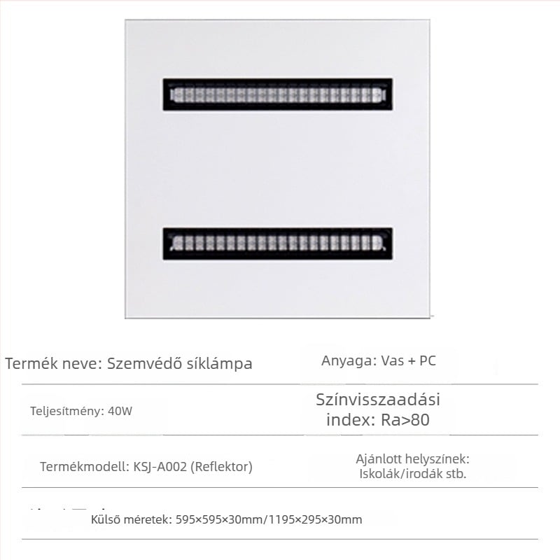 LED lencsés rács lámpa, beépített mennyezet panel lámpa iroda- és nappaliba, 595×595 mm, 4000 lm, magas CRI (≥90)