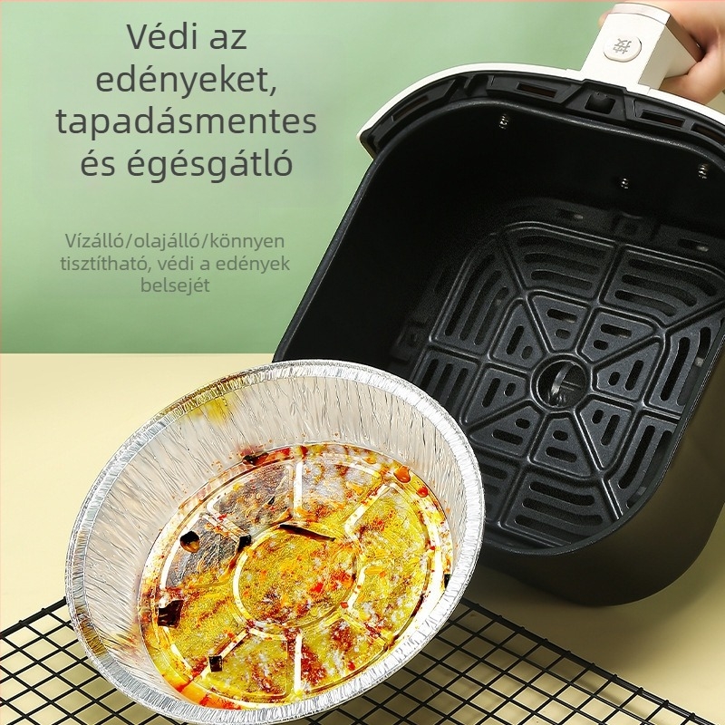 Légsütőhöz alumíniumfóliás tálca és sütődoboz, szilikon olajat felszívó papírral, élelmiszer-minőség