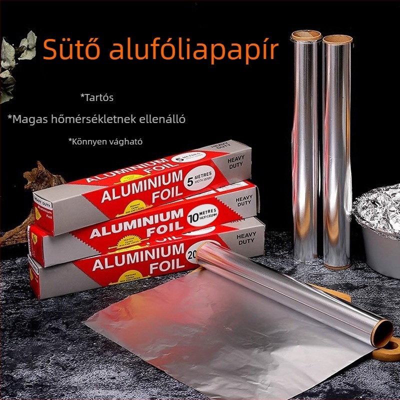 Sütéshez és grillezéshez alkalmas alumínium fólia, 30×10 cm, hőálló