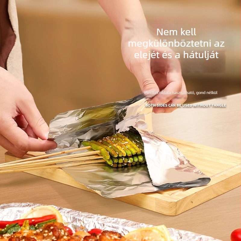 Sütéshez és grillezéshez alkalmas alumínium fólia, 30×10 cm, hőálló