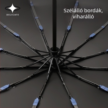Automatikus UV-védelmes esernyő, nagy összecsukható, szélálló, egyszínű üzleti esernyő logónyomtatással