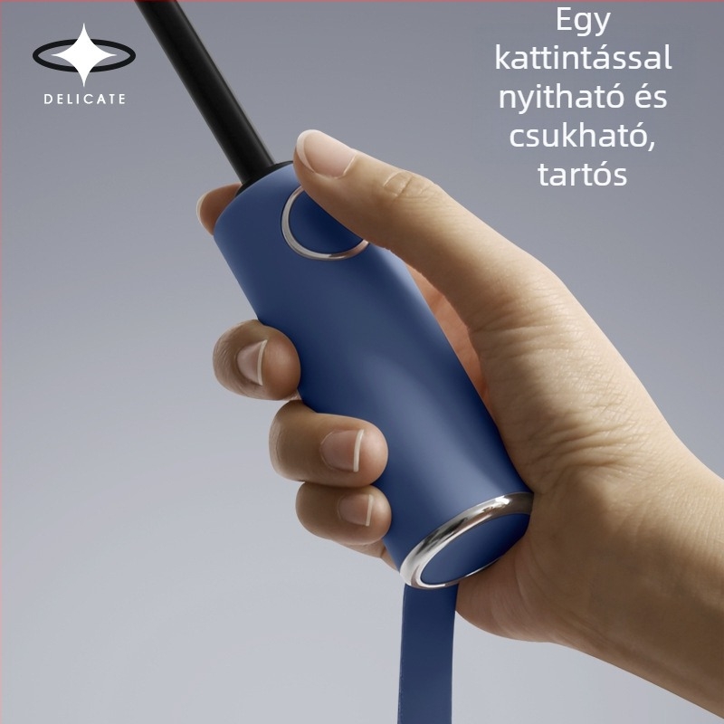 Automatikus UV-védelmes esernyő, nagy összecsukható, szélálló, egyszínű üzleti esernyő logónyomtatással