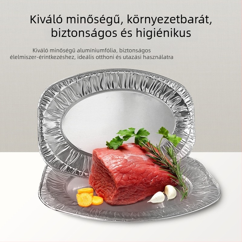 Ovális alumíniumfóliás tál grillsütéshez, egyszer használatos, hőálló, büféasztalra