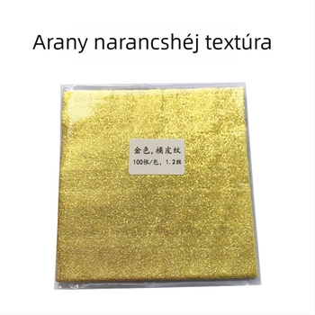 10×10 cm narancshéj mintázatú színes fóliapapír készlet csomagoláshoz: arany, ezüst, piros és zöld