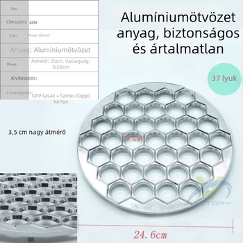 37 részes alumínium ötvözetű gombócforma, amely lehetővé teszi egyszerre több gombóc készítését otthoni használatra
