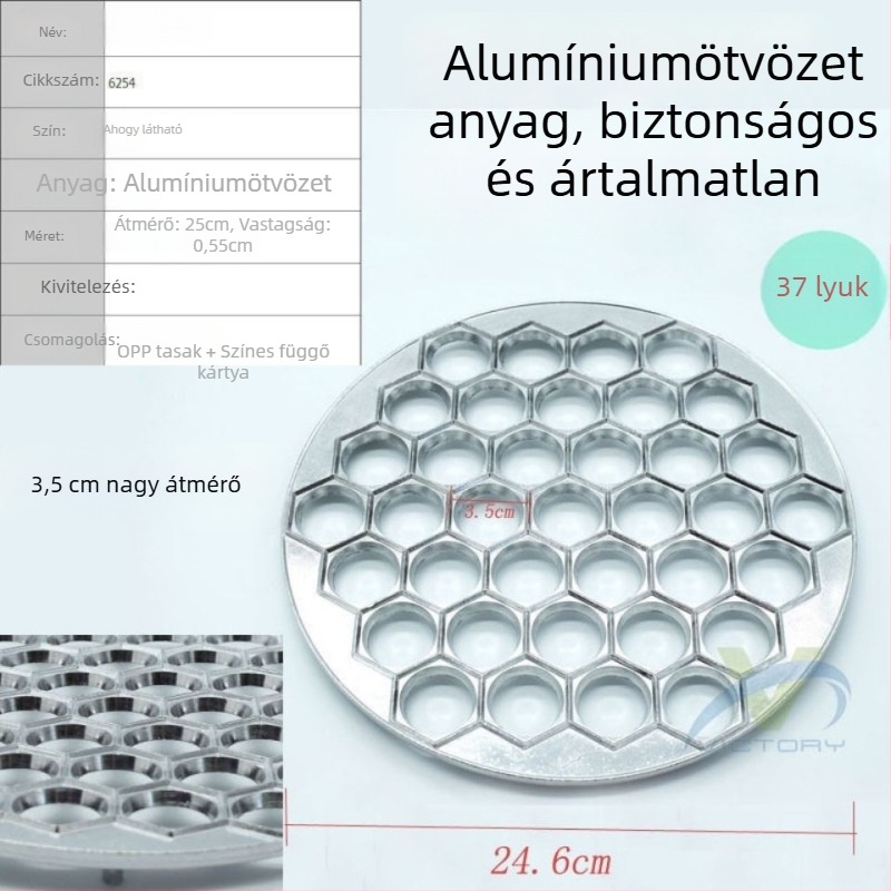 37 részes alumínium ötvözetű gombócforma, amely lehetővé teszi egyszerre több gombóc készítését otthoni használatra