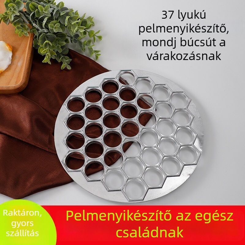 37 részes alumínium ötvözetű gombócforma, amely lehetővé teszi egyszerre több gombóc készítését otthoni használatra