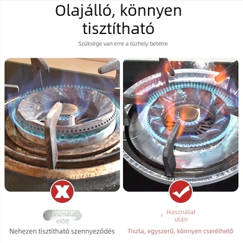Gáztűzhelyhez készült alumíniumfóliás olajálló védőpad, kör alakú, univerzális, konyhai védelem