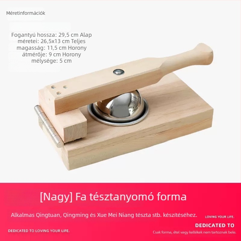 Fából készült tésztahéj-preselő és forma kínai zöld knédli és gyoza tésztáihoz – kézzel készített konyhai eszköz