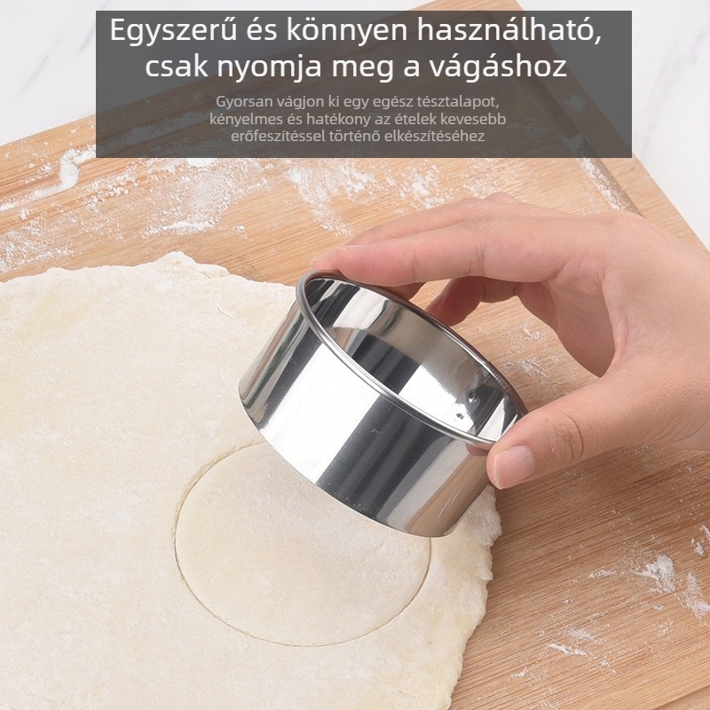 Rozsdamentes acél gyoza tészta vágókészlet, háztartási használatra, kör alakú nyomóforma