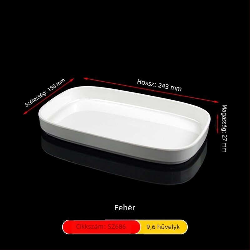 Melamin szögletes tányérok, méretei 15–19 cm, modern minimalista stílus, aláglazúros díszítés, éttermek és szállodák számára, logónyomtatás és testreszabás elérhető