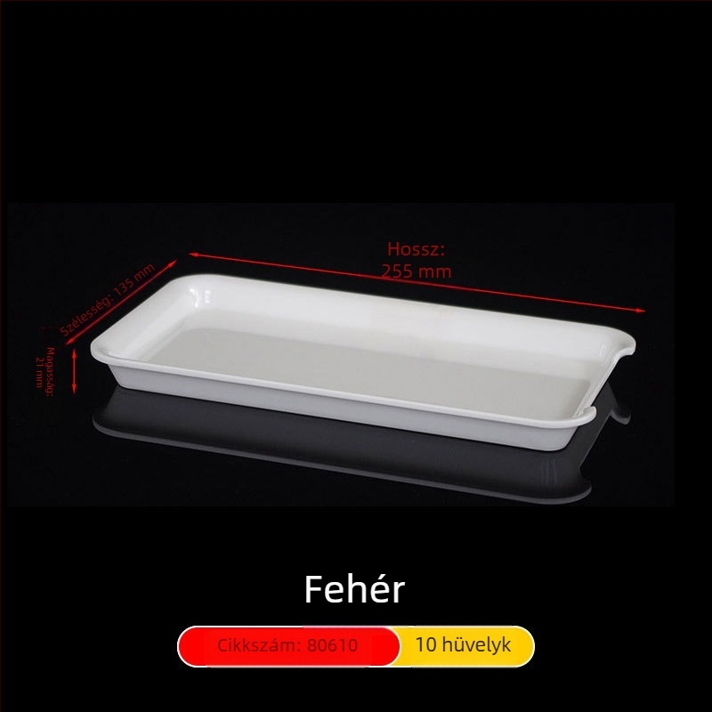 Melamin szögletes tányérok, méretei 15–19 cm, modern minimalista stílus, aláglazúros díszítés, éttermek és szállodák számára, logónyomtatás és testreszabás elérhető
