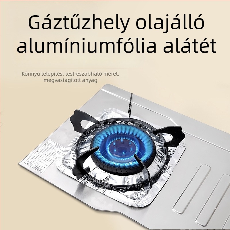 Gáztűzhelyhez készült alumíniumfóliás tálca – zsíroldó, kör és négyzet alakú a konyhai tisztításhoz