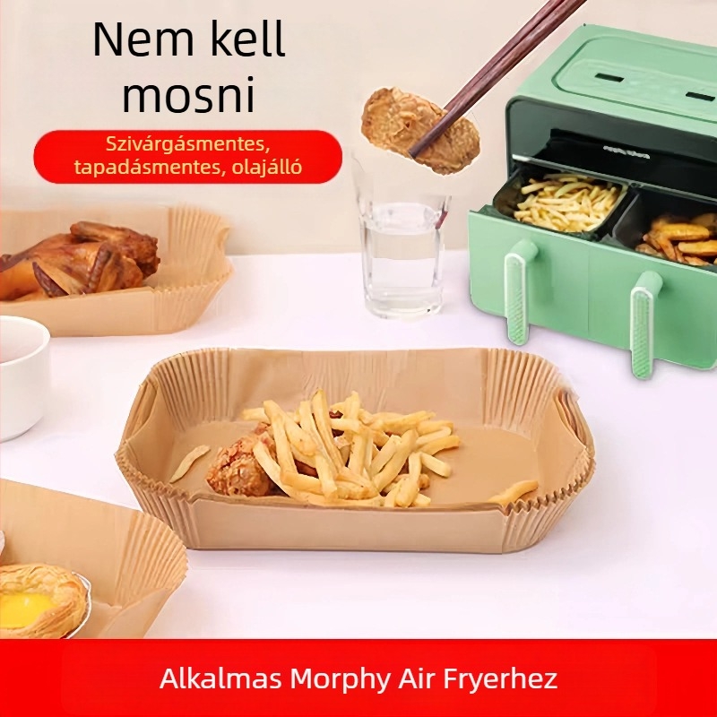 Négyszögletes sütőpapír zsírszívó bevonattal és szilikon réteggel, sütéshez és grillezéshez