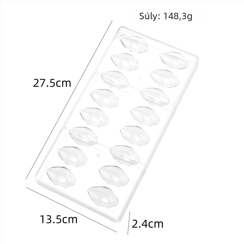 Műanyag csokoládé formák sütéshez – juharlevél, madártojás alakú, szív, csepp, hengeres alak, spirál mintázat, gyémánt alakú, félgömbös, négyzet, krizantém