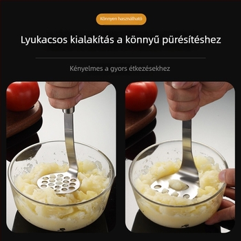 304 rozsdamentes acél krumplinyomó, rózsafa fogantyúval, kézi konyhai eszköz