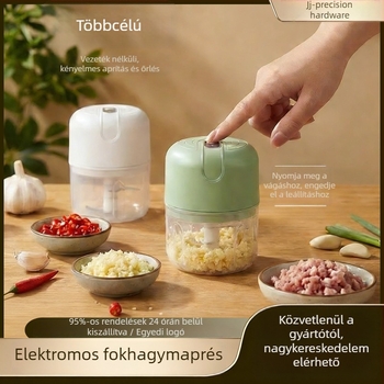 Elektromos fokhagymaprés, kompakt, többfunkciós konyhai eszköz fokhagyma pastához és száraz hozzávalókhoz, kis élelmiszeraprító és húsdaráló