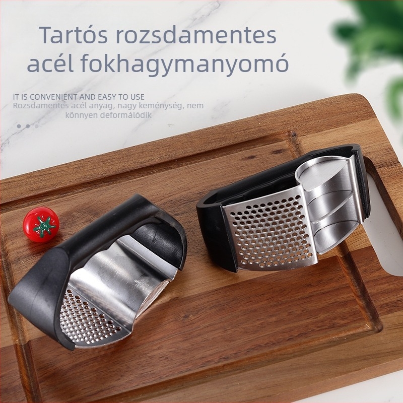 Konyhai körkörös fokhagyma prés, kézi rozsdamentes acél fokhagyma daráló