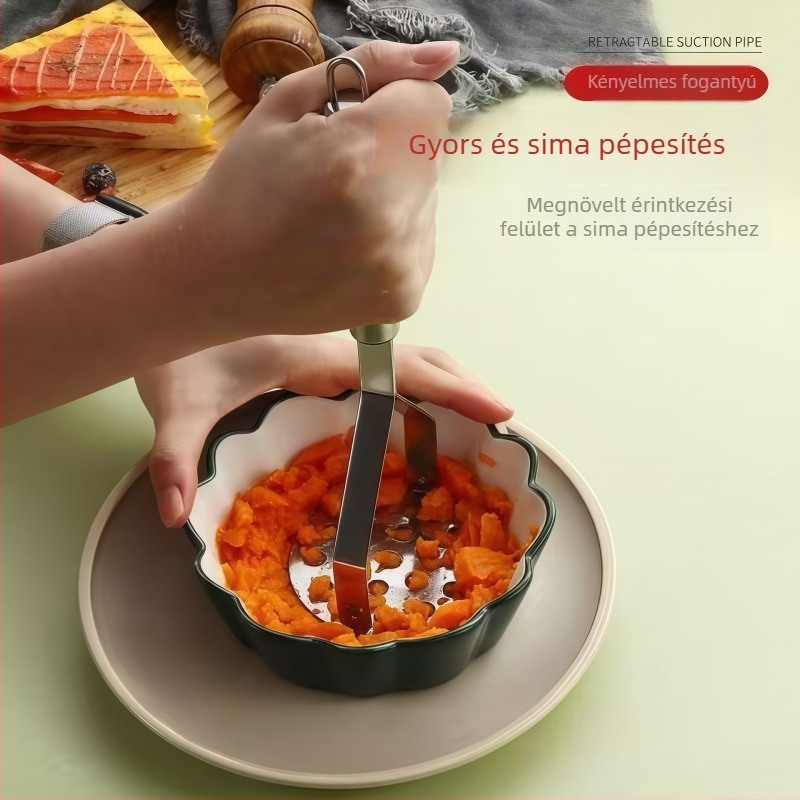 Rozsdamentes acél burgonya- és édesburgonya törő, multifunkcionális bébiétel készítő és konyhai eszköz