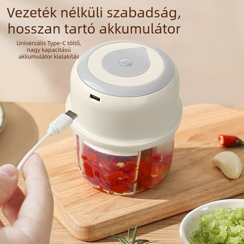 Vezeték nélküli mini elektromos fokhagyma sajtoló, kompakt otthoni készülék, többfunkciós