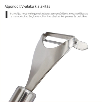 Rozsdamentes acél hámozó gyümölcsökhöz görbült pengével, üvegnyitóval – többfunkciós konyhai eszköz