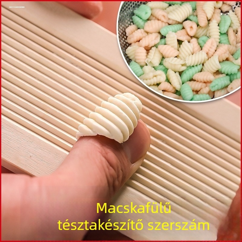 Fából készült DIY tésztaformázó készlet: hal, macska-fül alakú forma, kagyló