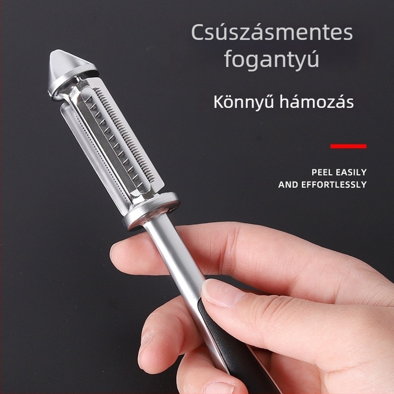 Öt az egyben, kétoldalas hámozó cink ötvözetből, rozsdamentes acél pengével, konyhai használatra – gyümölcsök és zöldségek