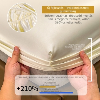 Ice Silk rugalmas lepedő készlet – nyári egyszínű lepedő, matracvédővel, porvédő, 3 darab