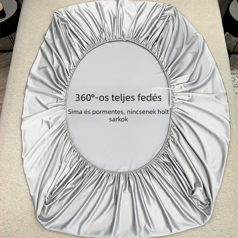 Ice Silk rugalmas lepedő készlet – nyári egyszínű lepedő, matracvédővel, porvédő, 3 darab