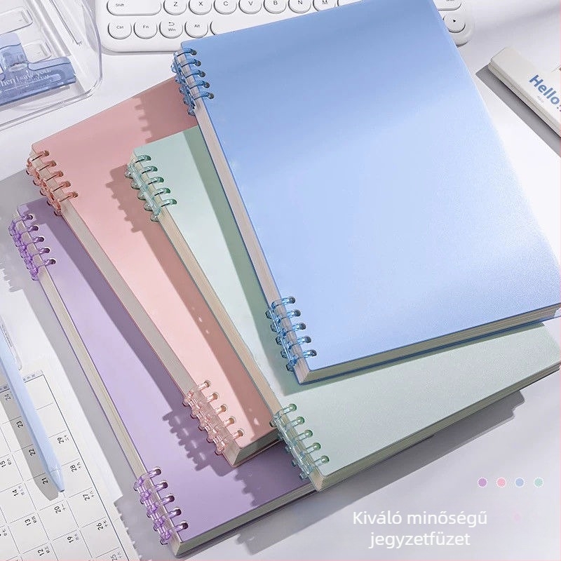 B5 Morandi színvilágú kötésű notesz levehető oldalakkal, A5 méret, négyzetrácsos oldalak, diákok számára