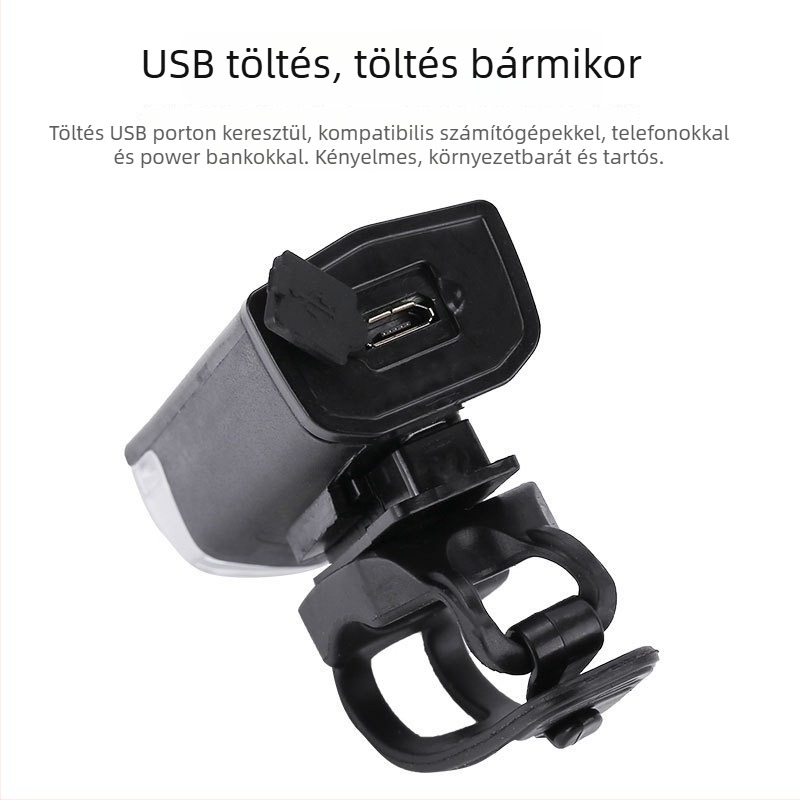 USB-töltésű kerékpár első lámpa, nagy fényerővel éjszakai kerékpározáshoz, hegyi kerékpár, modell 2255