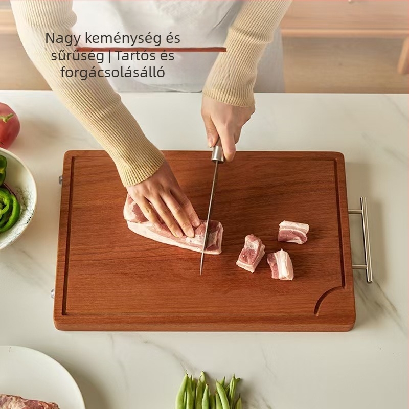 Konyhai ebonfa vágódeszka – kétoldalas, vastag tömörfa deszka hús és gyümölcs számára