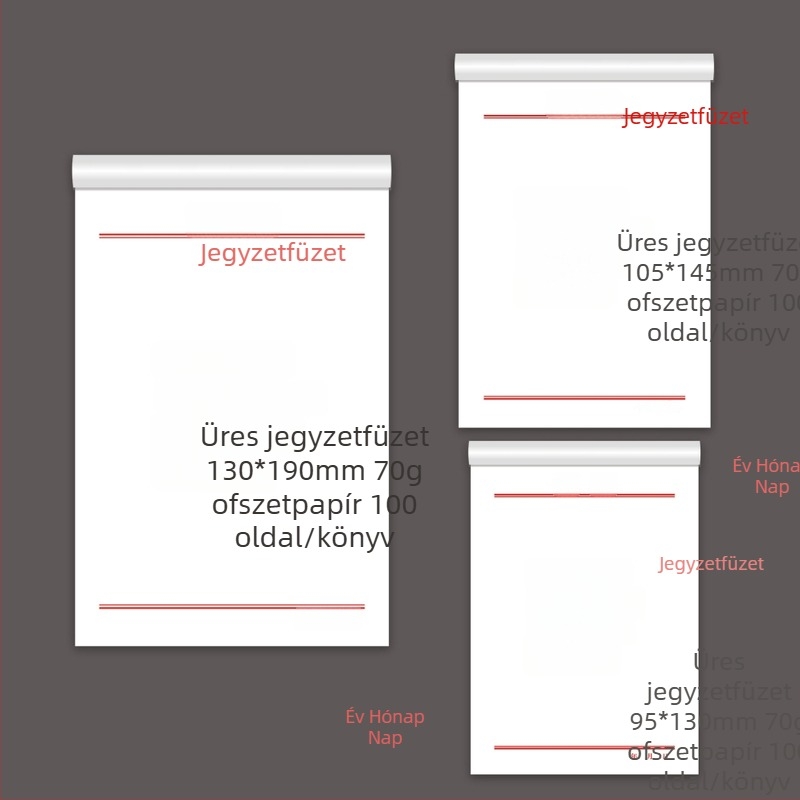 Grain kompakt jegyzetfüzet ragasztós jegyzetekkel, rizspapír jegyzetekkel és szakítható üres oldalakkal