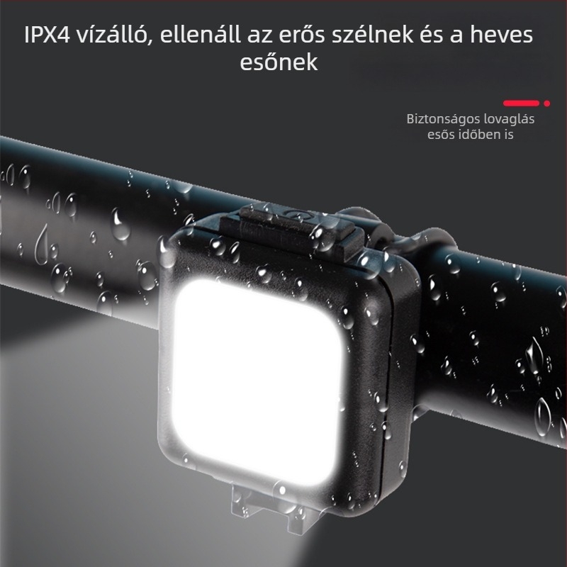 Kerékpár első és hátsó LED-lámpa biztonsági figyelmeztetéssel, USB-C-n keresztüli töltéssel, hordozható vészvilágítás kültéri használatra