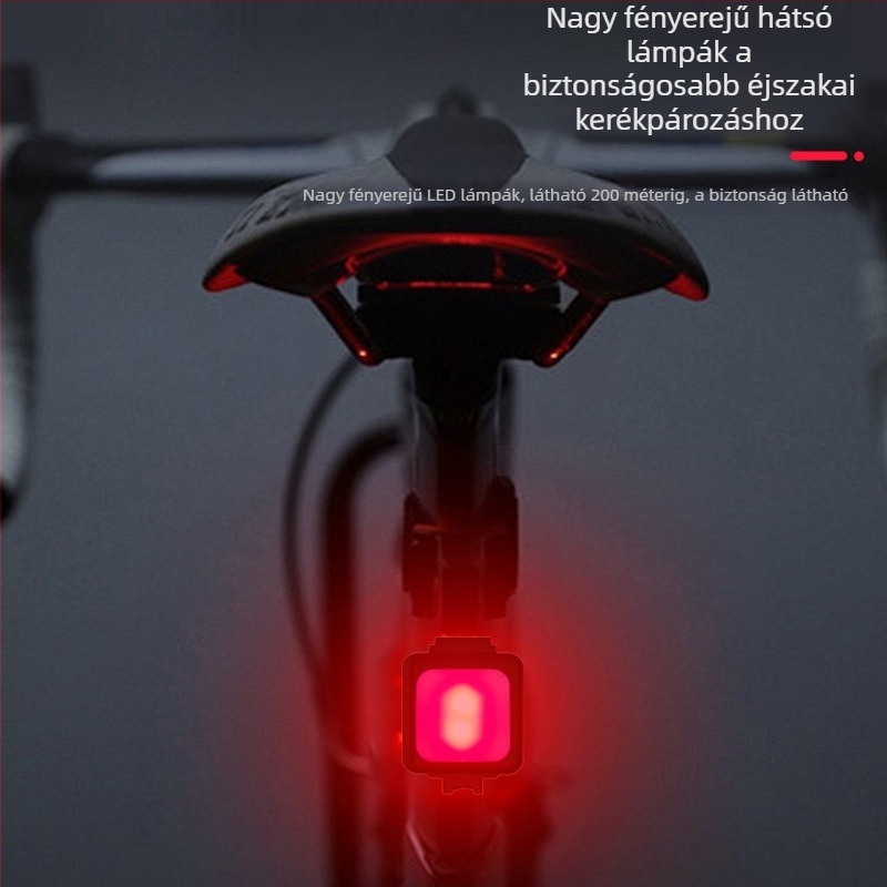Kerékpár első és hátsó LED-lámpa biztonsági figyelmeztetéssel, USB-C-n keresztüli töltéssel, hordozható vészvilágítás kültéri használatra