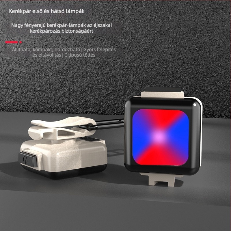 Kerékpár első és hátsó LED-lámpa biztonsági figyelmeztetéssel, USB-C-n keresztüli töltéssel, hordozható vészvilágítás kültéri használatra
